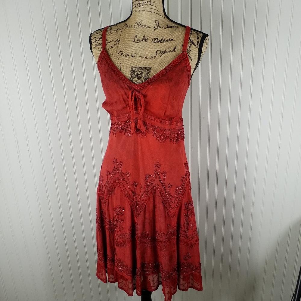 Boho Beaded & Embroidered Sundress